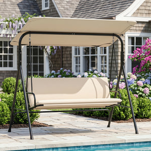 The heavy-duty metal frame ensures 800 lbs/360 kg loading capacity<br>A powder-coated finish helps resist wear in outdoor conditions<br>Non-slip foot pads reduce shifting during gentle swinging motion<br>Strong spring hooks support smooth movement with re
