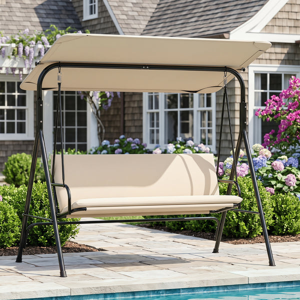 The heavy-duty metal frame ensures 800 lbs/360 kg loading capacity<br>A powder-coated finish helps resist wear in outdoor conditions<br>Non-slip foot pads reduce shifting during gentle swinging motion<br>Strong spring hooks support smooth movement with re