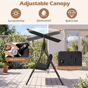 The heavy-duty metal frame ensures 800 lbs/360 kg loading capacity<br>A powder-coated finish helps resist wear in outdoor conditions<br>Non-slip foot pads reduce shifting during gentle swinging motion<br>Strong spring hooks support smooth movement with re