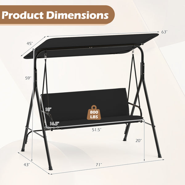 The heavy-duty metal frame ensures 800 lbs/360 kg loading capacity<br>A powder-coated finish helps resist wear in outdoor conditions<br>Non-slip foot pads reduce shifting during gentle swinging motion<br>Strong spring hooks support smooth movement with re
