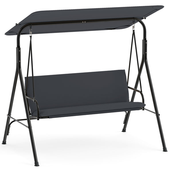 The heavy-duty metal frame ensures 800 lbs/360 kg loading capacity<br>A powder-coated finish helps resist wear in outdoor conditions<br>Non-slip foot pads reduce shifting during gentle swinging motion<br>Strong spring hooks support smooth movement with re