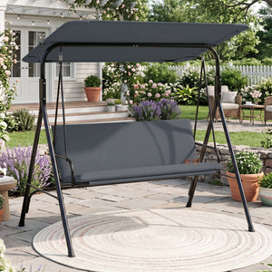 The heavy-duty metal frame ensures 800 lbs/360 kg loading capacity<br>A powder-coated finish helps resist wear in outdoor conditions<br>Non-slip foot pads reduce shifting during gentle swinging motion<br>Strong spring hooks support smooth movement with re