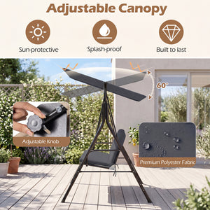 The heavy-duty metal frame ensures 800 lbs/360 kg loading capacity<br>A powder-coated finish helps resist wear in outdoor conditions<br>Non-slip foot pads reduce shifting during gentle swinging motion<br>Strong spring hooks support smooth movement with re