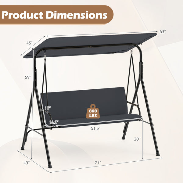 The heavy-duty metal frame ensures 800 lbs/360 kg loading capacity<br>A powder-coated finish helps resist wear in outdoor conditions<br>Non-slip foot pads reduce shifting during gentle swinging motion<br>Strong spring hooks support smooth movement with re