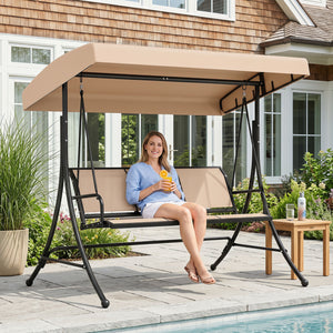 Spacious design can seat up to 3 persons at the same time<br>Adjustable canopy offers optimal sunshade throughout the day<br>Easy to adjust the angle of the canopy using the knob<br>Premium polyester canopy that is sun-proof and waterproof<br>Comfortable 