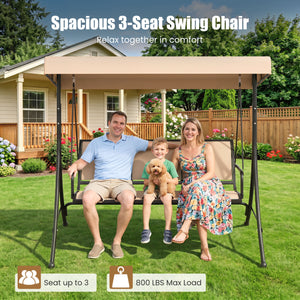 Spacious design can seat up to 3 persons at the same time<br>Adjustable canopy offers optimal sunshade throughout the day<br>Easy to adjust the angle of the canopy using the knob<br>Premium polyester canopy that is sun-proof and waterproof<br>Comfortable 