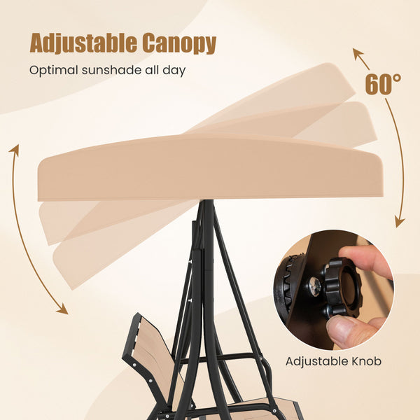 Spacious design can seat up to 3 persons at the same time<br>Adjustable canopy offers optimal sunshade throughout the day<br>Easy to adjust the angle of the canopy using the knob<br>Premium polyester canopy that is sun-proof and waterproof<br>Comfortable 
