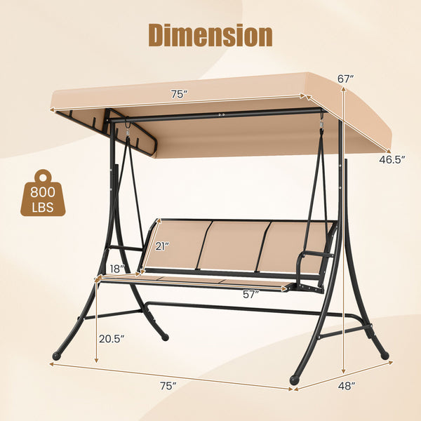 Spacious design can seat up to 3 persons at the same time<br>Adjustable canopy offers optimal sunshade throughout the day<br>Easy to adjust the angle of the canopy using the knob<br>Premium polyester canopy that is sun-proof and waterproof<br>Comfortable 
