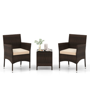 Well-woven rattan surface for elegance and durability<br>Comes with seat cushions for more comfort<br>Ergonomic seat makes you more relaxed<br>Heavy-duty metal frame offers high-strength support<br>Zippered design for simple maintenance<br>Square coffee t