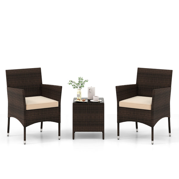 Well-woven rattan surface for elegance and durability<br>Comes with seat cushions for more comfort<br>Ergonomic seat makes you more relaxed<br>Heavy-duty metal frame offers high-strength support<br>Zippered design for simple maintenance<br>Square coffee t