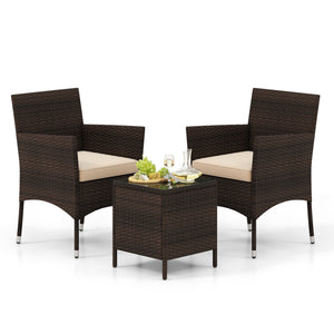 Well-woven rattan surface for elegance and durability<br>Comes with seat cushions for more comfort<br>Ergonomic seat makes you more relaxed<br>Heavy-duty metal frame offers high-strength support<br>Zippered design for simple maintenance<br>Square coffee t