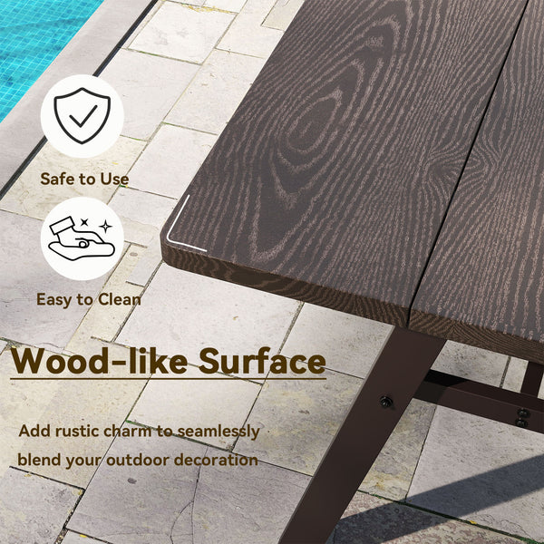 Ensure rustproof durability with premium zinc-iron alloy and galvanized iron <br>Come with strong stability thanks to the sturdy triangular structure <br>Adjustable foot pads of the table for balance maintenance <br>The dining table can support up to 350 