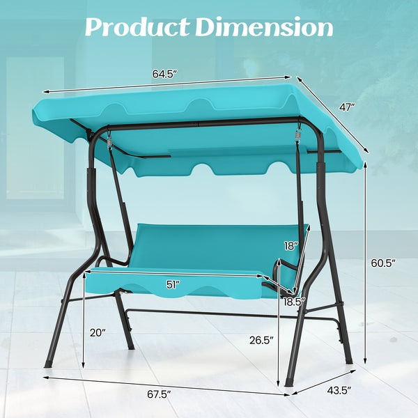 Brand new and high quality<br>Providing three comfortable seats<br>With a waterproof top canopy  protecting you from ultraviolet ray and drizzle<br>Black steel frame  durable and sturdy<br>Add comfort With seat and back cushion<br>Assembly needed and hard