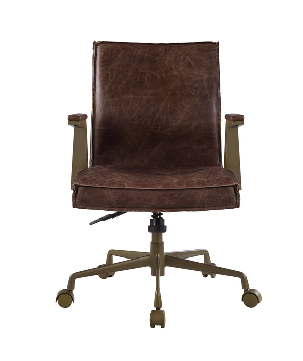  command respect with the Attica executive office chair. The chair is upholstered using high-quality top grain leather. The swivel seat and pneumatic 3-inch lift add practicality to the list. The seat is securely mounted on a metal 