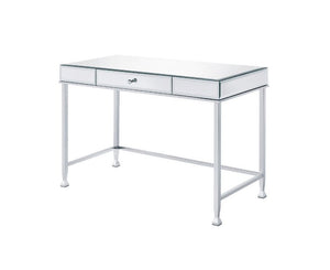 KDâ€¢ Rectangular Writing Deskâ€¢ 1 Storage Drawerâ€¢ Metal Baseâ€¢ Side Metal Drawer Glideâ€¢ 1/2 Extension Drawer Glide<br/><br/><b>Product Features</b><ul><li>Case: 1Pc/1Ctn</li><li>Finish: Mirrored and Chrome Finish</li><li>Style: Contemporary</li><li