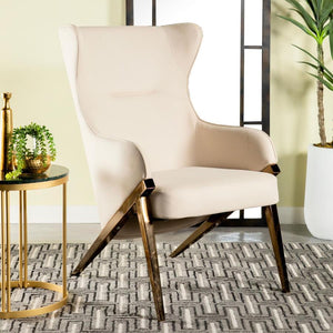 Walker - Upholstered High Wingback Accent Chair - Cream
