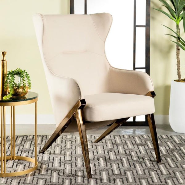 Walker - Upholstered High Wingback Accent Chair - Cream