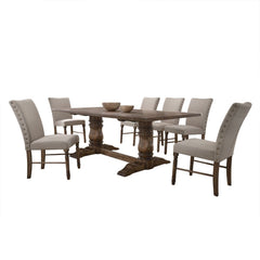 Offering elegant and contemporary atmosphere, this Leventis dining set will be a bright focal point in your dining room. The table features double pedestal with trestle base & the armless chair with padded seat and back cushion. This will be an ideal piec