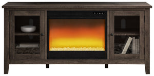  this TV stand with electric fireplace insert is right in tune with your relaxed approach to high style. Beautifully made to accommodate your media equipment