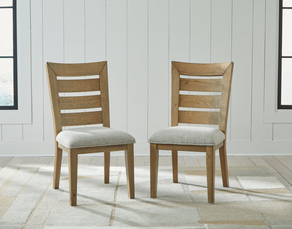  with a rustic oak finish defining the curved ladderback. And the chair-'s color palette is stunningly simple