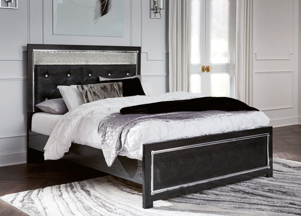 Kaydell - Black - Queen Upholstered Panel Platform Bed