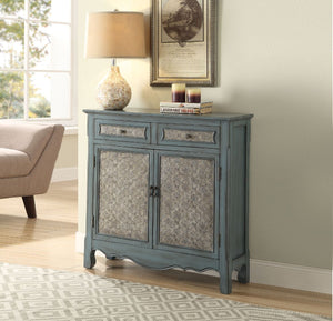 The Winchell console tables in antique blue will be perfect additions to any vintage home Decor. Not only great in design, these occasional pieces also provides spacious storage function with drawers and cabinets. Available in shutter doors or patterned f