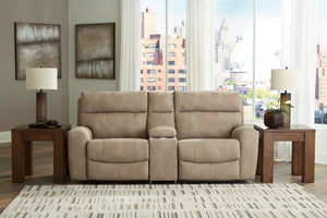 Next-Gen Durapella - Sand - 3-Piece Power Reclining Sectional Loveseat With Console