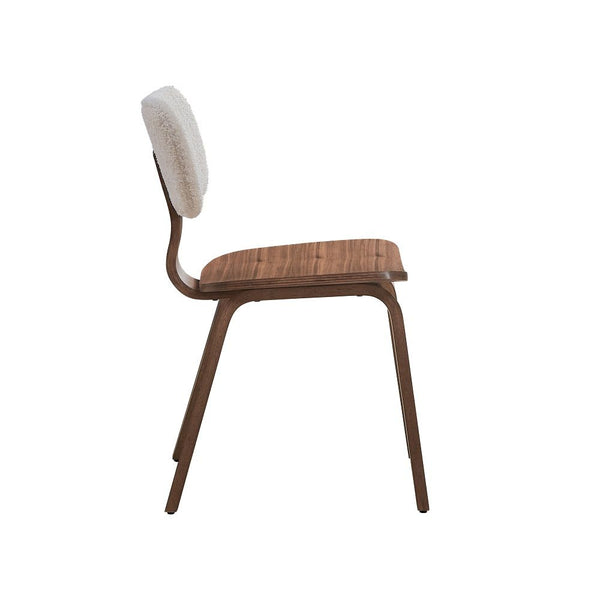 Casson - Side Chair (Set of 2) - White Boucle & Walnut