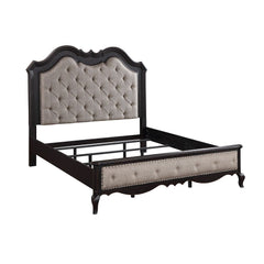 Multiple Compatibility Mattress Choice: This Bed Requires a Box Spring Under Your Choice of Mattress (EK: 4 Slats/Queen: 3 Slats) Texture Increased Design: Arched Design HB & Raised Molding Trim Stay Comfortable: Upholstered Insert with Button Tufted & Na