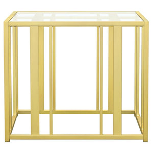 Adri - Rectangular Glass Top Side End Table - Matte Brass