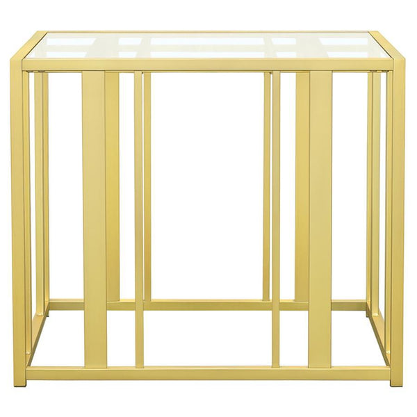 Adri - Rectangular Glass Top Side End Table - Matte Brass