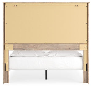 Senniberg - Light Brown / White - Queen Panel Bed with Sconce Lights