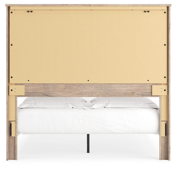 Senniberg - Light Brown / White - Queen Panel Bed with Sconce Lights
