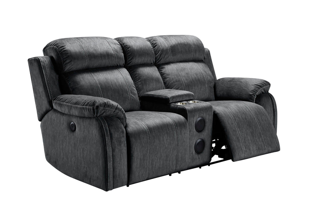 The Tango Dual Recliner Console Loveseat with Bluetooth Speaker in Shadow Gray combines luxurious comfort, durable craftsmanship, and modern convenience. Constructed with premium hardwood and plywood frames, this loveseat ensures long-lasting stability an