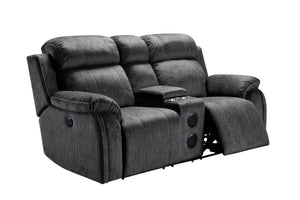 The Tango Dual Recliner Console Loveseat with Bluetooth Speaker in Shadow Gray combines luxurious comfort, durable craftsmanship, and modern convenience. Constructed with premium hardwood and plywood frames, this loveseat ensures long-lasting stability an