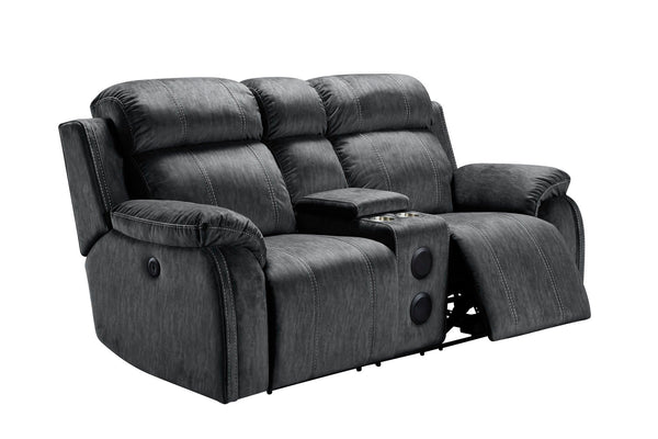The Tango Dual Recliner Console Loveseat with Bluetooth Speaker in Shadow Gray combines luxurious comfort, durable craftsmanship, and modern convenience. Constructed with premium hardwood and plywood frames, this loveseat ensures long-lasting stability an