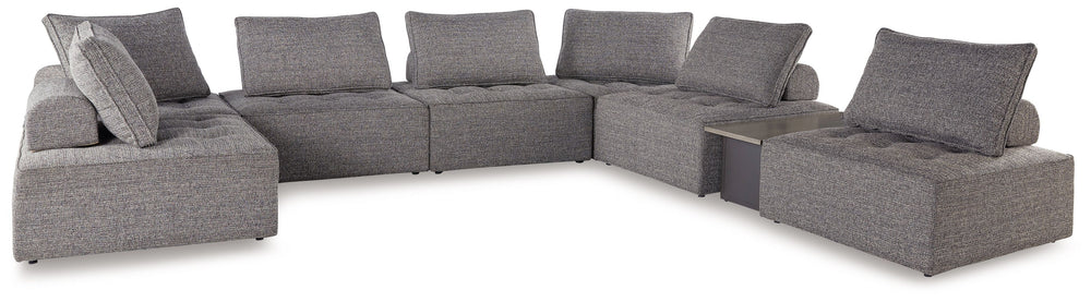 This sectional seeks to bring serenity to your outdoor seating area. Channeling Japandi and casual contemporary aesthetics, its low profile encourages laid-back living without sacrificing sophistication. The included back cushions complete moments of tran