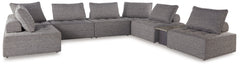 This sectional seeks to bring serenity to your outdoor seating area. Channeling Japandi and casual contemporary aesthetics, its low profile encourages laid-back living without sacrificing sophistication. The included back cushions complete moments of tran
