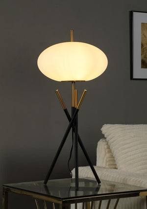  the lamp exudes elegance and contemporary charm. The frosted plastic shade provi