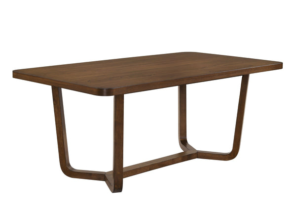 Elevate your dining space with this sleek and sophisticated dining set, designed to seamlessly blend modern elegance with mid-century inspiration. The beautifully crafted table features a warm wood finish and a unique sculptural base, adding a refined tou