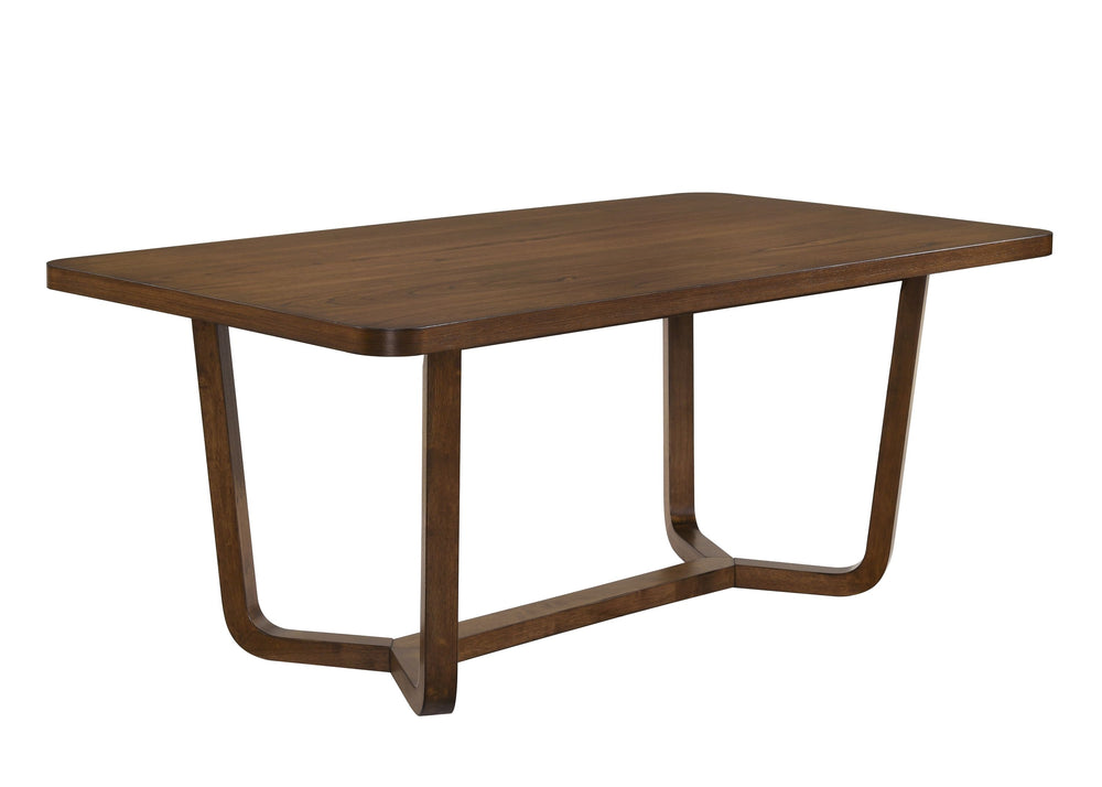 Elevate your dining space with this sleek and sophisticated dining set, designed to seamlessly blend modern elegance with mid-century inspiration. The beautifully crafted table features a warm wood finish and a unique sculptural base, adding a refined tou