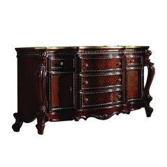 5 Drw & 2 Doors Drawer: GLIDE Side Metal (3 Ball Bearing, Full Ext.), DOVETAIL English Back, Felt-Lined All Drawers, Hardware: Knobs @ Drw (Single Small Drw & Double Large Drw), Handle @ Door, Metal Casegood: Bow-Front, Same Finish Top, Oversized Scrolled