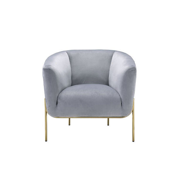 This beautiful Carlson accent chair is the perfect addition to any contemporary home. Its luxurious velvet fabric and comfortable barrel backrest add sophistication to any room. Featuring elegant gold legs and high-shelter armrests that will make you feel