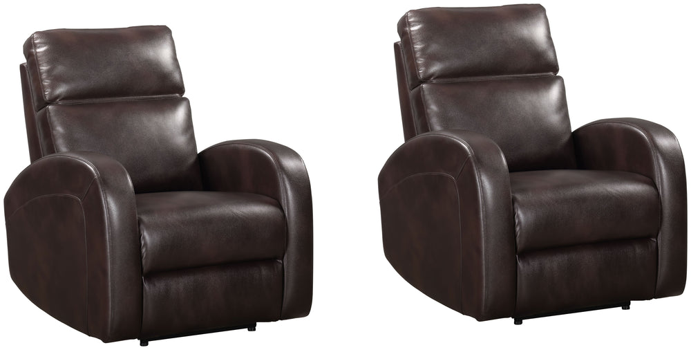 Covered in rich Pebble Brown fabric and embellished with arched detail stitching, the Devin Power Recliner features an easy-to-operate switch to engage its smooth power recline feature.<br/><br/><b>Product Features</b><ul><li>Power recline</li><li>High de