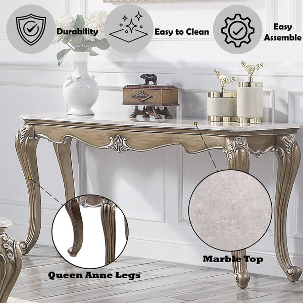 Elozzol - Sofa Table - Marble & Antique Bronze Finish