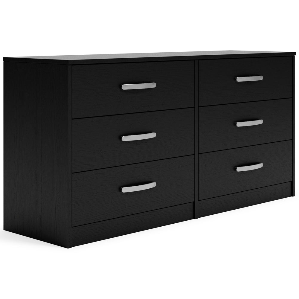 Practical and attractive, this dresser blends seamlessly with modern decor and makes a smart addition to a bedroom. The six full-sized drawers slide easily and can be used to keep your clothes neat and organized. Sleek metal pulls in a brushed nickel-tone