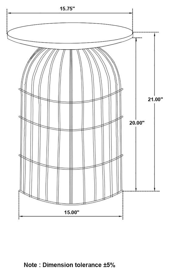 Bernardo - Round Wire Frame Side Table - Natural And Gunmetal