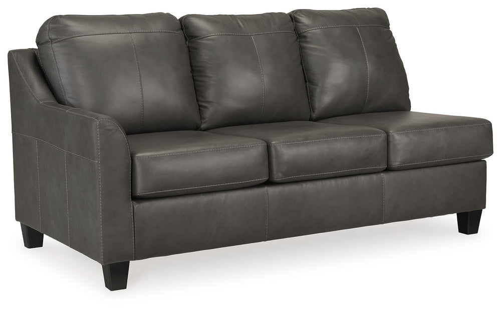 This left-arm facing sofa is made with a combination of 100% top grain leather and faux leather upholstery. Pairs with other items in the series to make a sectional.<br><br><b>Additional Dimensions</b><br><ul><li>Minimum width of doorway for delivery: 36-