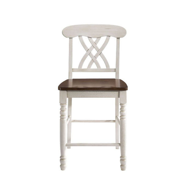  Armless Counter Chair (High Backrest) Wooden SEAT & BACK: Oak Finish Wooden Seat & Apron: Buttermilk Finish