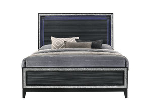 Haiden - Queen Bed - Led & Weathered Black Finish